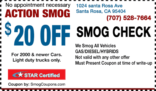 Blog $20 OFF Smog Coupon Santa Rosa Star Certified Action Smog